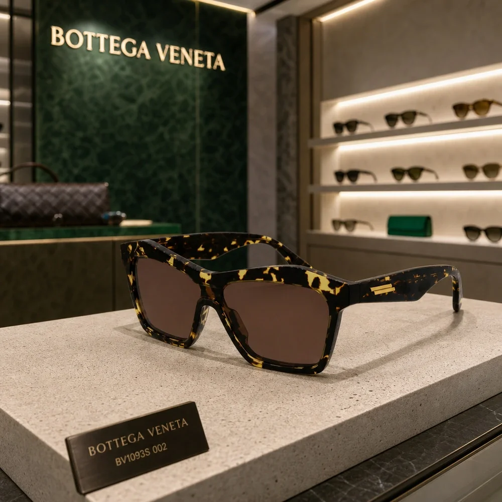 Bottega Veneta Minimalist Geometric Sunglasses Havana Tortoise Brown BV1093S NEW